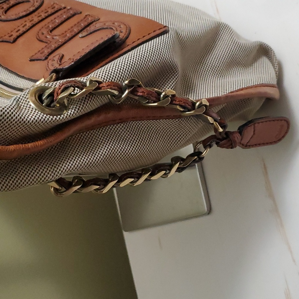 Chloé | Canvas and Tan Leather Shoulder/Crossbody Bag - Picture 5 of 16